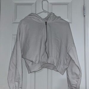 Women's White Zip-Up Hoodie